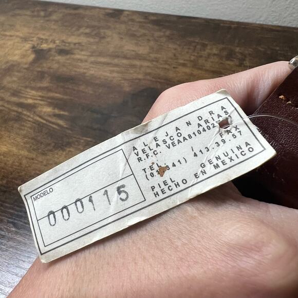 Vtg Veari Leather Belt 44 Mens Brown Mexico Silver Buckle Adjustable Deadstock - Picture 9 of 11